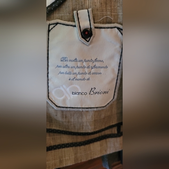 Bianco Brioni Firenze Two Button Brown Beige Pure 100% Linen Modern Fit 38S Coat - Picture 8 of 14